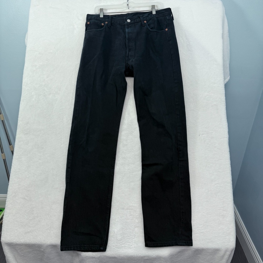 Vintage Levis 501 Jeans Mens 36x34 (34x34) Black Straight Leg Button Fly 90s